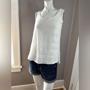 Express White Sequin Sleeveless Shirt